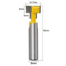8mm Shank T-Slot Router Bit T-Track Slotting Carbide Wood Milling Cutter - 1/2