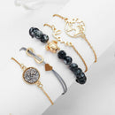 Letter Love Chain Bracelet Set Turtle Map Beads Women Jewelry Pendant Gifts