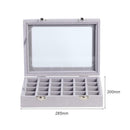 24 Grid Velvet Women Jewelry Packaging Boxes Ring Earrings Organizer Case A