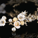 Wedding Bride Metal Leaf With Shell Flower Long Headband Hair Band Bridal H