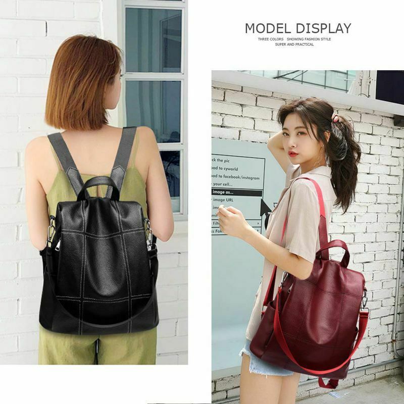 Women Backpack Purse Waterproof Pu Leather Anti-Theft Rucksack Fashion Scho B4R7