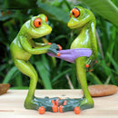 Frog Statue Handpainted Sculpture Artwork Novelty Garden Decor Ornament