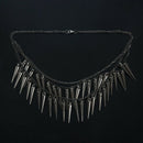 Punk Black Dangle Spike Rivet Tassels Multilayer Chain Necklace R4V3