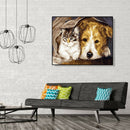 DIY Digital Oil Painting By Numbers Staying Dog Cat Acrylic Animal Picture A
