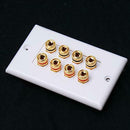 Speaker Cable Wall Plate for 4 Speakers 8 Bna Plugs