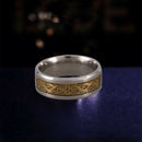 Dragon Scale Dragon Pattern Beveled Edges Celtic Rings Jewelry Wedding Band P9U5