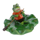 2x Artificial Pond Lily Floating Plant With Frog Ornament Family Rowing