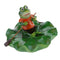2x Artificial Pond Lily Floating Plant With Frog Ornament Family Rowing