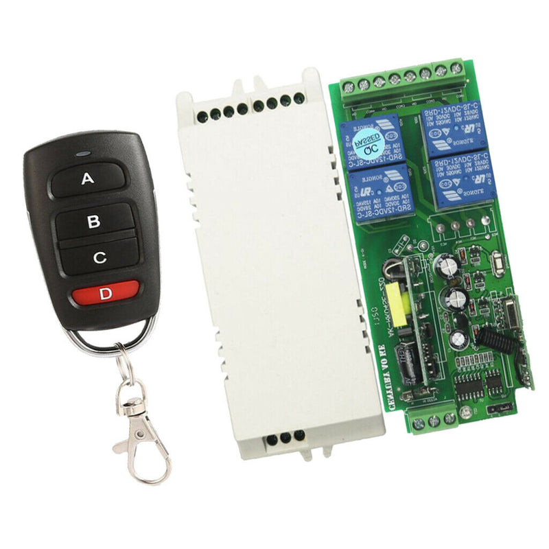 Wireless Remote Control Switch 4CH Receiver with AC220V Transmitter New Four key