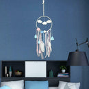 Circular Handmade Feather LED Dreamcatcher Hanging Household Decor Ornament