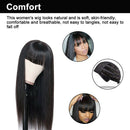 Long Straight Black Party With Bangs Styling Women Wig Synthetic Salon Fashion