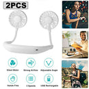 2pcs Novelty USB Rechargeable Neckband Cooling Fan Sports Mini Fan White