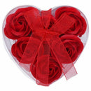 6 Pcs Red Scented Bath Soap Rose Petal in Heart Shape Box