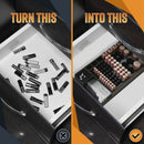Battery Storage Organizer Holder with Tester - Battery Caddy Rack Case Box