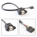9 Pin Motherboard Header to 2 Ports USB 2.0 Female Cable Adapter for PC