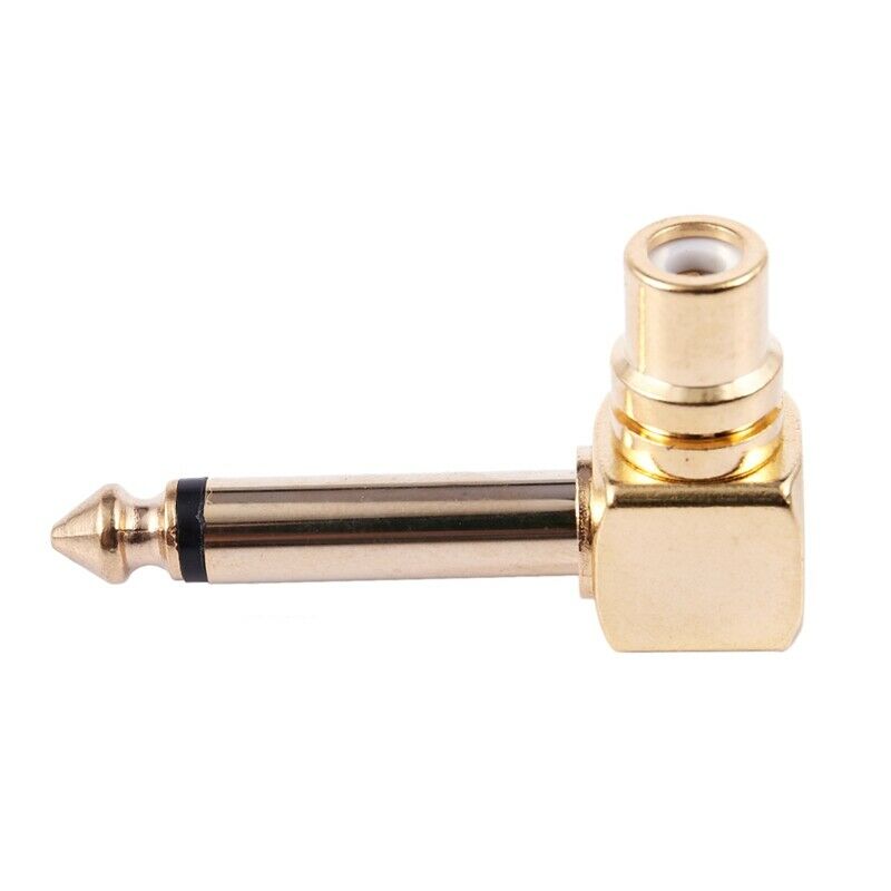 2-PACK RCA Female Jack to 1/4 inch Mono Male Plug Right Angle Audio Adapter O2E1