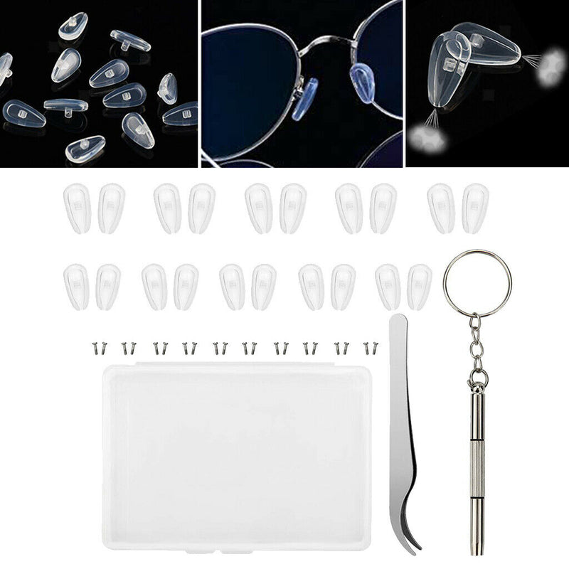 Eyeglass Repair Kit, Screw-in Improved Air Chamber Anti-Slip Silicone Nose Pads