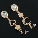 Girls Fresh Star Moon Peacock Sapphire Love Sweet Asymmetric Earrings Ear C