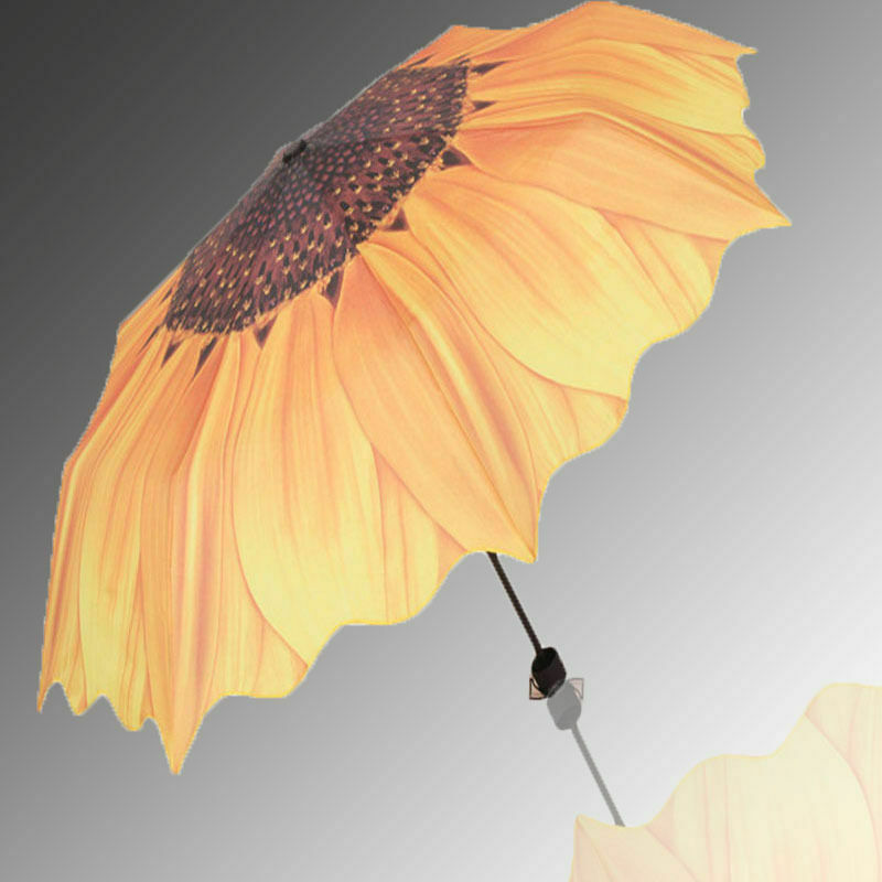 Unique Elegant Women Sunscreen Sunflower Super Block Sun Rain Folding Umbre C2I3