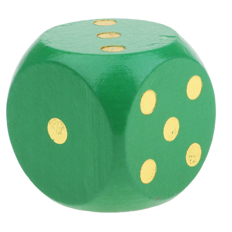 2x Large Wooden Dice D6 Six Sided Dies for D&D RPG Games 1.97'' Green+Yellow