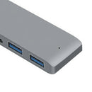 Dual Type-C Hub 2 Ports USB 3.0 TF Card Reader Adapter for MacBook (Grey) A