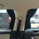 2pcs Universal Black Cloth Interlock Car Window Curtain Sunshade Visor UV Block