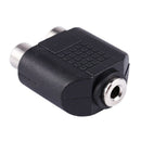 3.5mm Female Socket to Dual Female RCA Jack AV Adapter Splitter Black T2V9