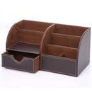 7 Storage Compartments Multifunctional PU Leather Office Desk Organizer,Bus