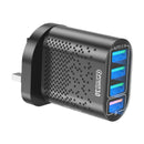 Multi Port USB Charger 4 Port Wall Adapter Hub Power Supply UK Plug Black