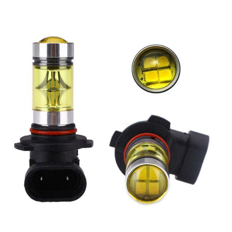 Pair H10 9145 100W LED Fog DRL Driving Lights Car Head Light Bulbs Yellow