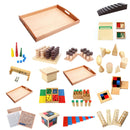 Wooden Big Montessori Rectangle Tray Cubes Beads Toys Holder With Handle