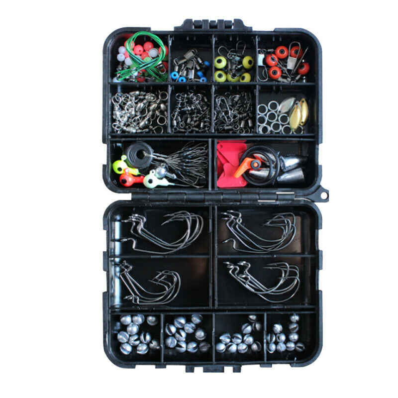 187 Pieces Fishing Accessories Kits Jig Hooks Fishing Set with Tackle Box