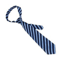 Men's White Blue Oblique Striped Adjustable Neckwear Tie