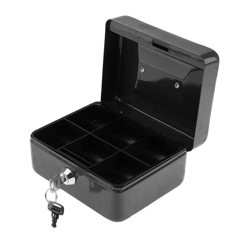 Small Cash Box with Key Lock Portable Metal Money Box with Layer & 2 Keys for