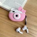 Pink Camera Pattern Earphone Case Soft Silicone Protective Cover for AirPods Pro