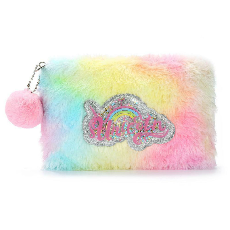 Fashion Women Plush Handbag Clutch Zip Pencil Case Cosmetic Bag (Mix Color) A