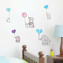 Cartoon Cute Animal Elephant Playing with Balloons Rabbit Wall Stickers De BX