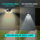 1pc 100LED Solar Motion Sensor Wall Light Waterproof Garden Security Lamp A