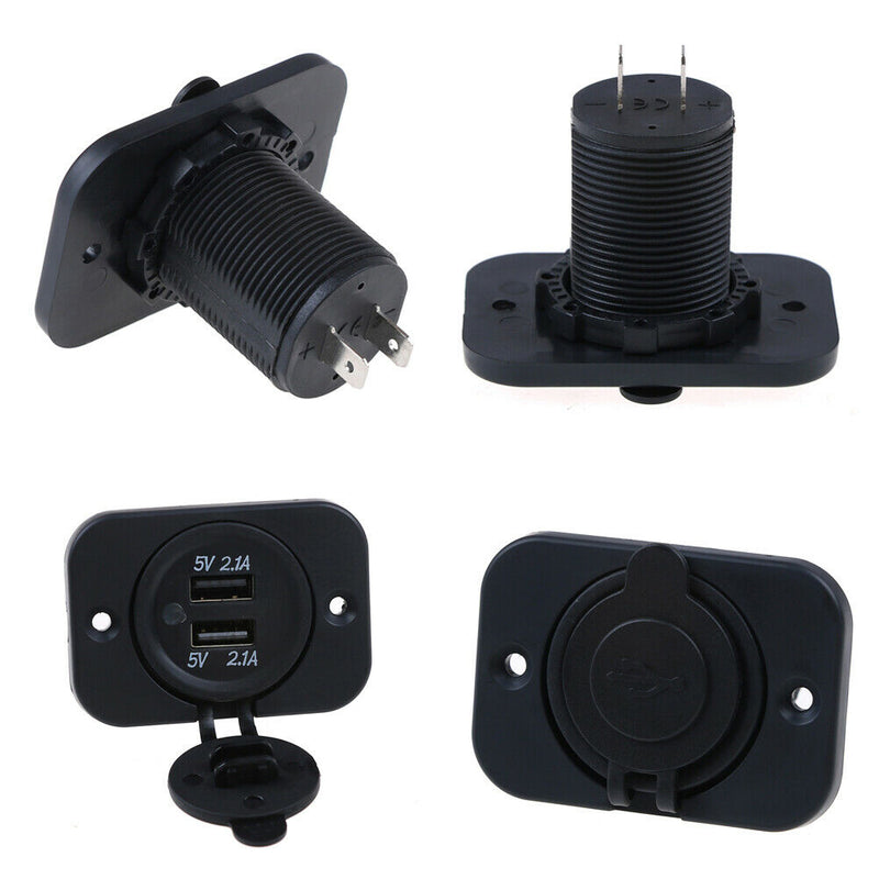 Dual 2USB outlet 2.1A port socket charger for car boat motorcycle 12voltlj