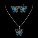 Jewelry Set Turquoise Drop Earring Crystal Butterfly Pendant Necklace Set f Y1O6