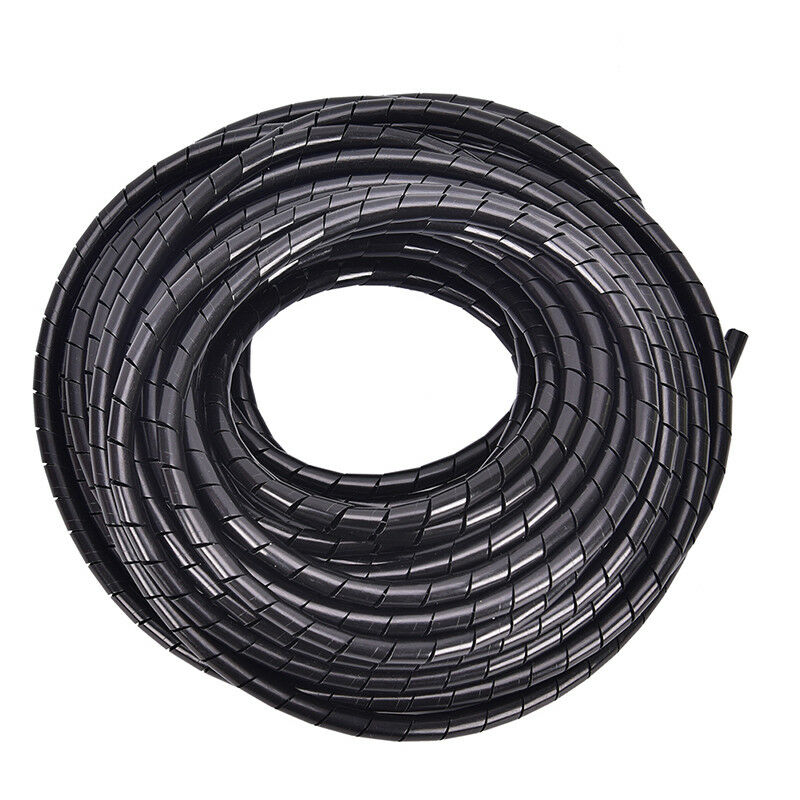 6mm Outside Dia 17M PE Polyethylene Spiral Cable Wire Wrap Tube Black B Bj