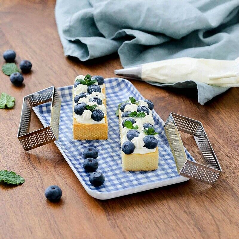 5 Pack Stainless Steel Tart Ring, Heat-Resistant Perforated Cake Mousse Rin S8E9
