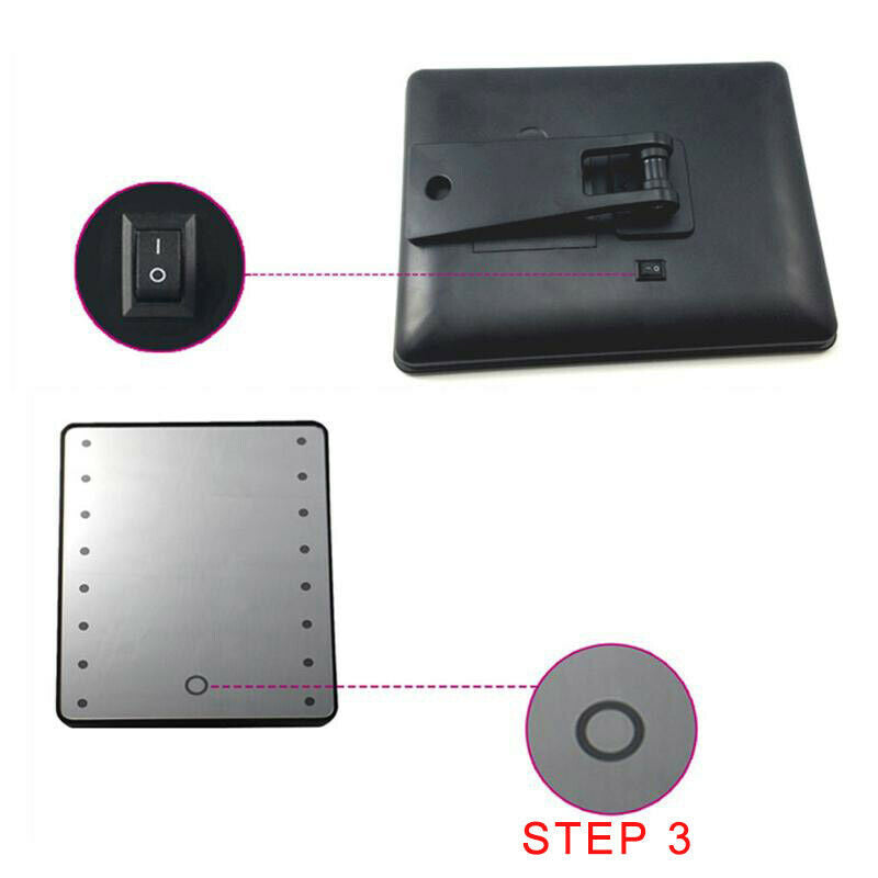Makeup Mirror With 16 Leds Cosmetic Mirror With Press Dimmer Switch Battery E4H3