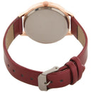 Female Arabic numbers smooth Leather belt quartz Wrist Watch Red  O7I1