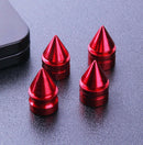 Red Spike Cone Tire Rim Valve Wheels Air Port Dust Cover Stem Caps Universal x4
