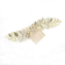 WomenGold Alloy Long Leaves Vine Hair Comb Wedding Bridal Hair Jewelry