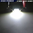 10X 30MM 31MM Festoon LED White Dome Map License Interior Light Bulb 3022 12V