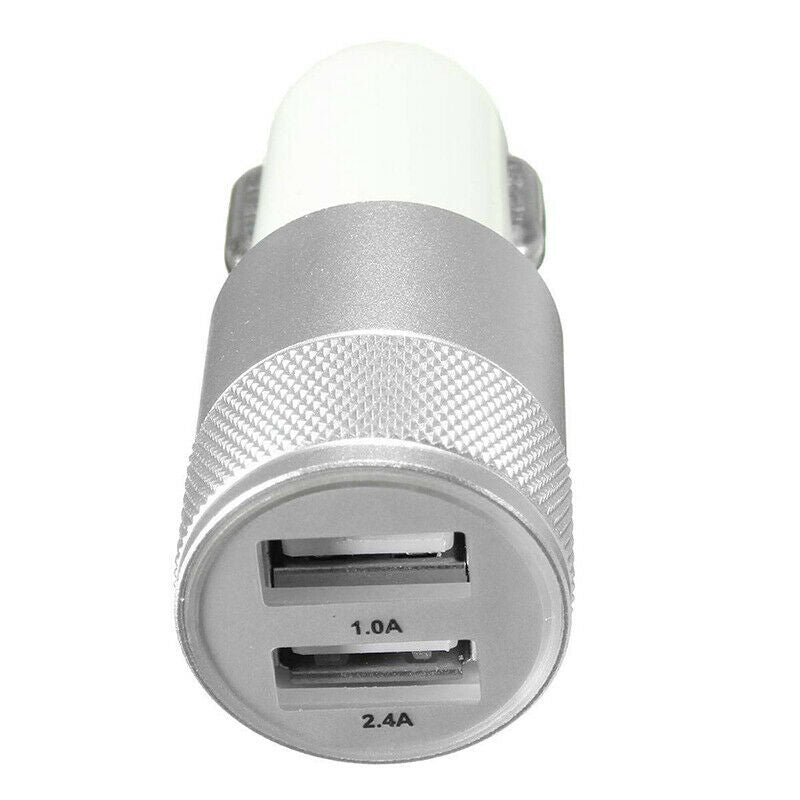 12-24V 3.1A Car LED Double USB Charger Adapter For iPhone6s 6 5s iPod SilverD7H8