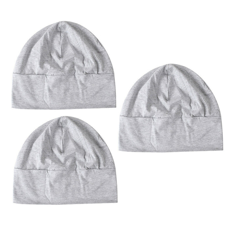 3 Pieces Unisex Cotton Night Cap Sleeping Head Hat Plain Beanie Chemo Hair Wear