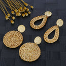 Rattan Earrings For Women Lightweight Geometric Statement Earrings Handmade